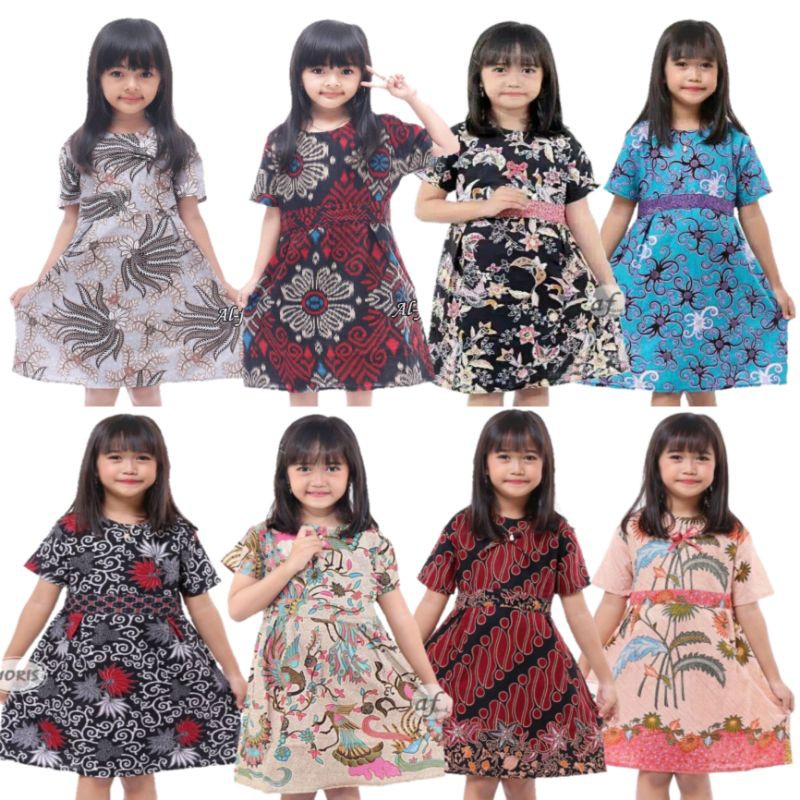 Dress batik Anak 2 sampai 10 Tahun - Baju batik Anak Perempuan Harga Grosir - (COD) bisa ecer