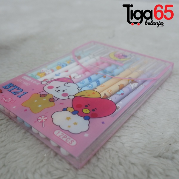 365 GEL PEN #41024 Pulpen Gel Fancy Karakter BT21 - BTS Bahan Rubber Lucu