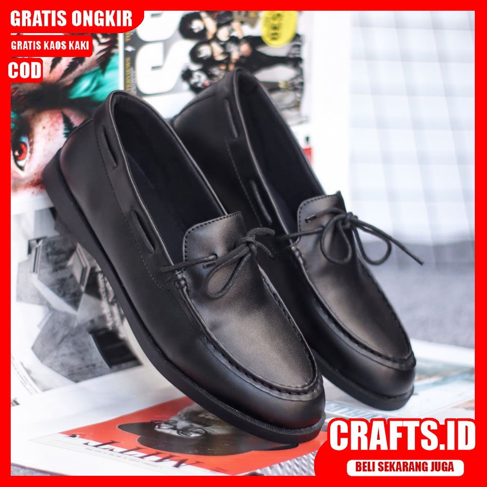 CRAFTS X ELDR Sepatu Slip On Pria Sepatu Pria Casual Sepatu Slip Antislip Slop Kerja Kantor Cowo/Cowok Kulit Pu Sepatu Kerja Pantofel Semi Formal Sepatu Kasual Santai Gaya Keren Kekinian Murah Terlaris