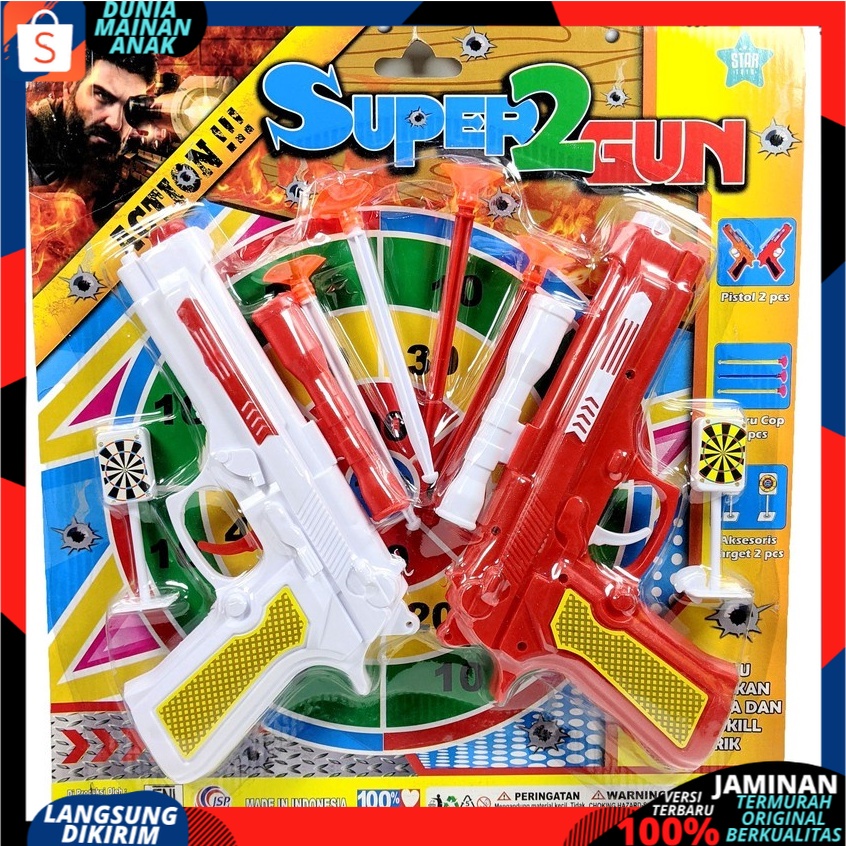 Mainan Anak Laki Laki Tembak Tembakan Pistol Ketapel Super Gun Set ISI 2 PC SUPER 2 GUN ST 2424