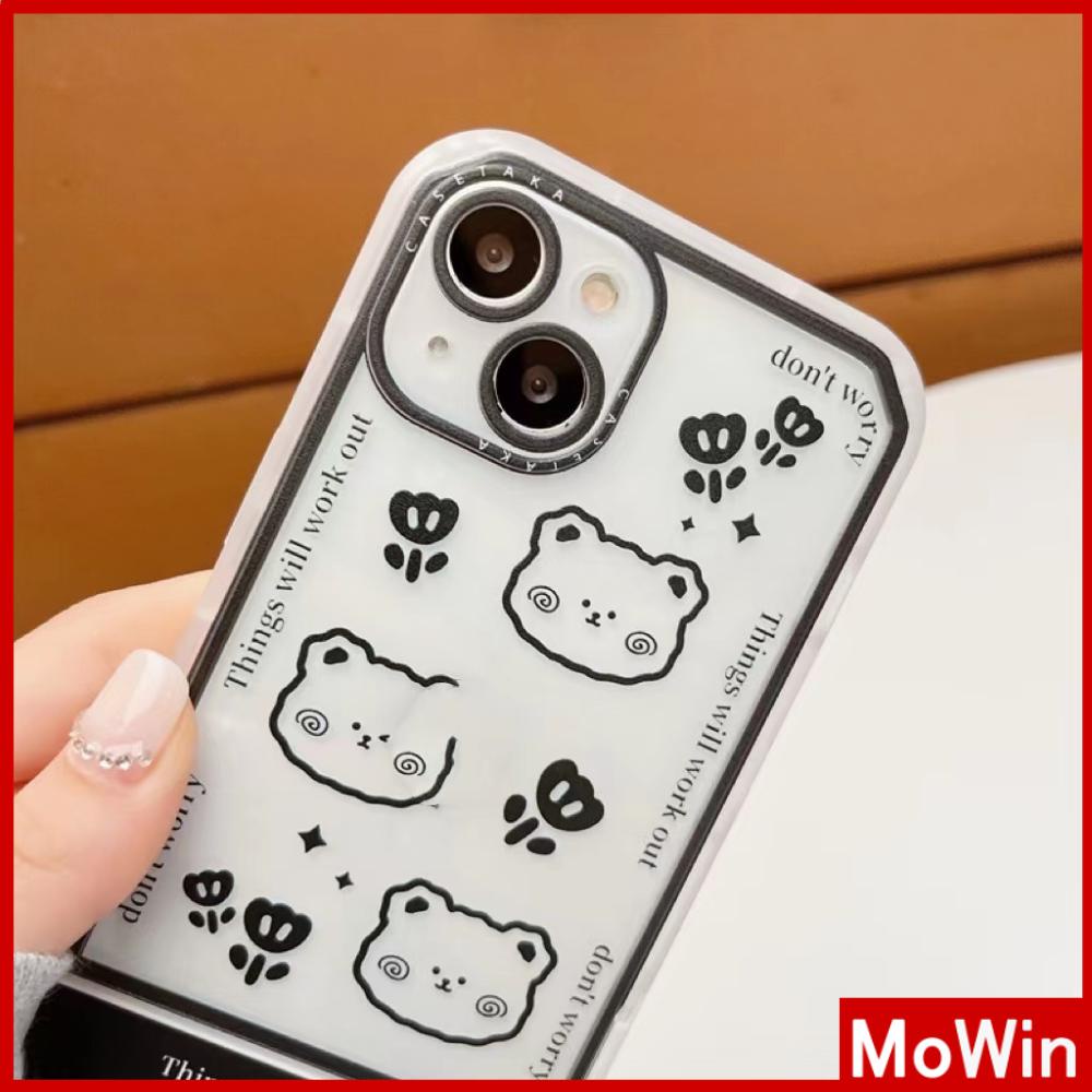 iPhone Case Silicone Soft Case Clear Case Folding Stand Shockproof Protection Camera Cartoon Bear Cute Compatible For iPhone 11 iPhone 13 Pro Max iPhone 12 Pro Max iPhone 7Plus xr