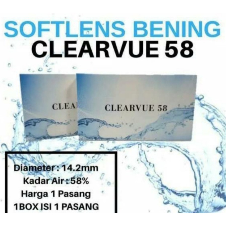 softlens bening CLEARVUE 58 MINUS TINGGI ( MINUS 10.50 - MINUS 15.00 )