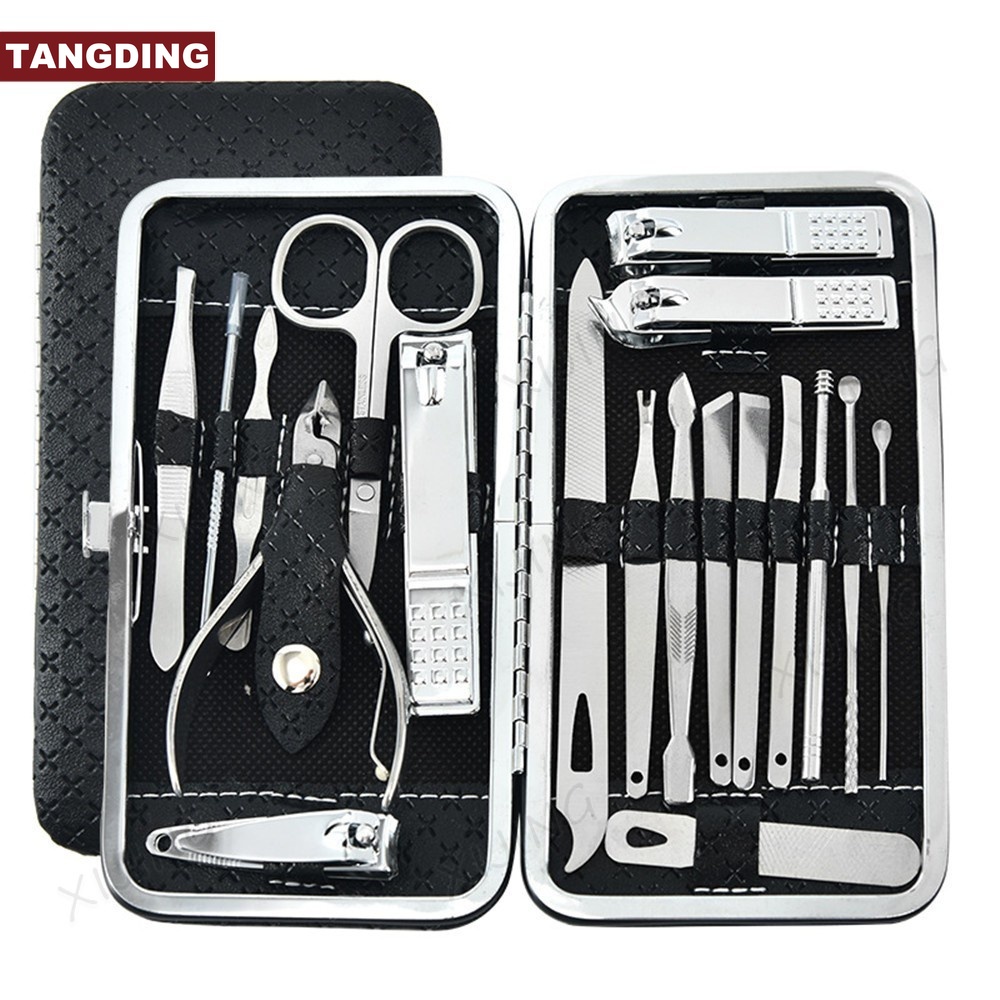 【COD Tangding】19pcs/set Manicure Pedicure Knife Clipper Care Kit Manicure Set Nail Clippers Tools Complete Set