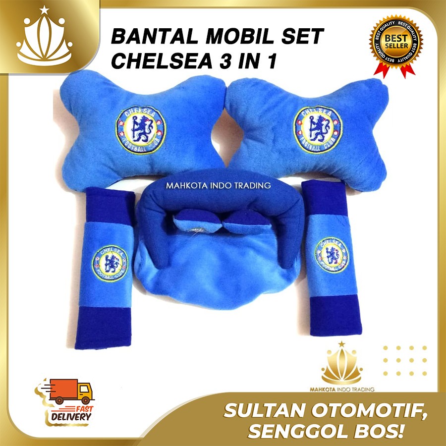 Car Set Bantal Mobil Motif Klub Bola 3in1 / Bantal Mobil Klub Bola / Aksesoris Mobil Klub Bola