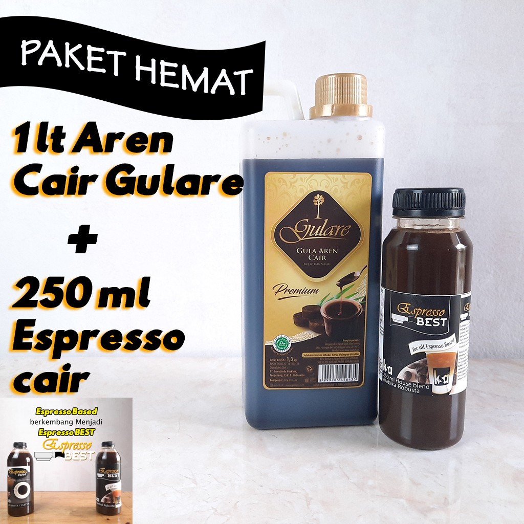 

Paket espresso murni 250 ml+ gula aren cair / brown sugar / palm sugar gulare 1 lt