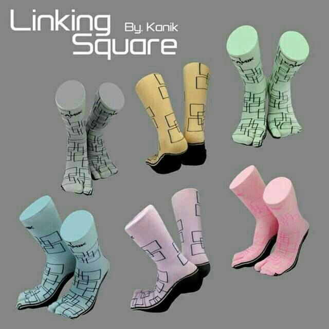 Kaos Kaki Wanita Murah / KANIK Sock Infinity Motif LINKING SQUARE / Kaos Kaki Jempol Muslimah Panjang
