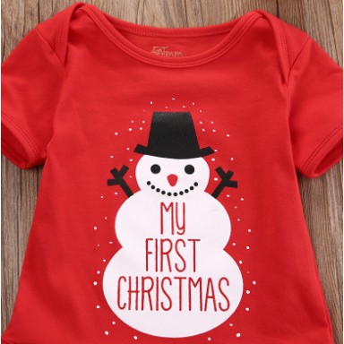 Jumper My First Christmas 2in1 HoHoHo Merry Christmas Ho Ho Ho Natal Romper set Hat 2in1 Baju Bayi Natal Santa Boneka Salju Santa's Little Helper Christmas Jumper Jumpsuit Santa Panjang Pajamas Babymaniashop