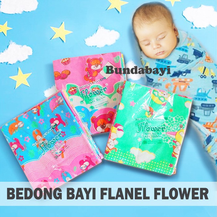 Bedong Bayi Flanel Flower Hocky Star Isi 6 pcs Ukuran 90 x 110 cm