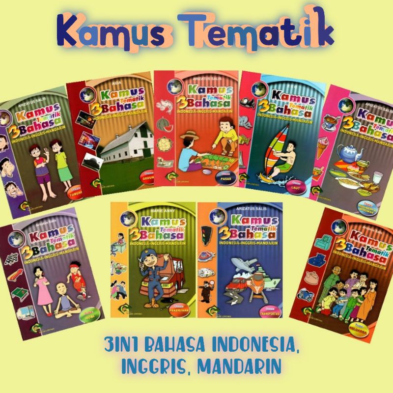 KAMUS TEMATIK 3 BAHASA - Buku Pengetahuan Anak Indonesia Inggris Mandarin