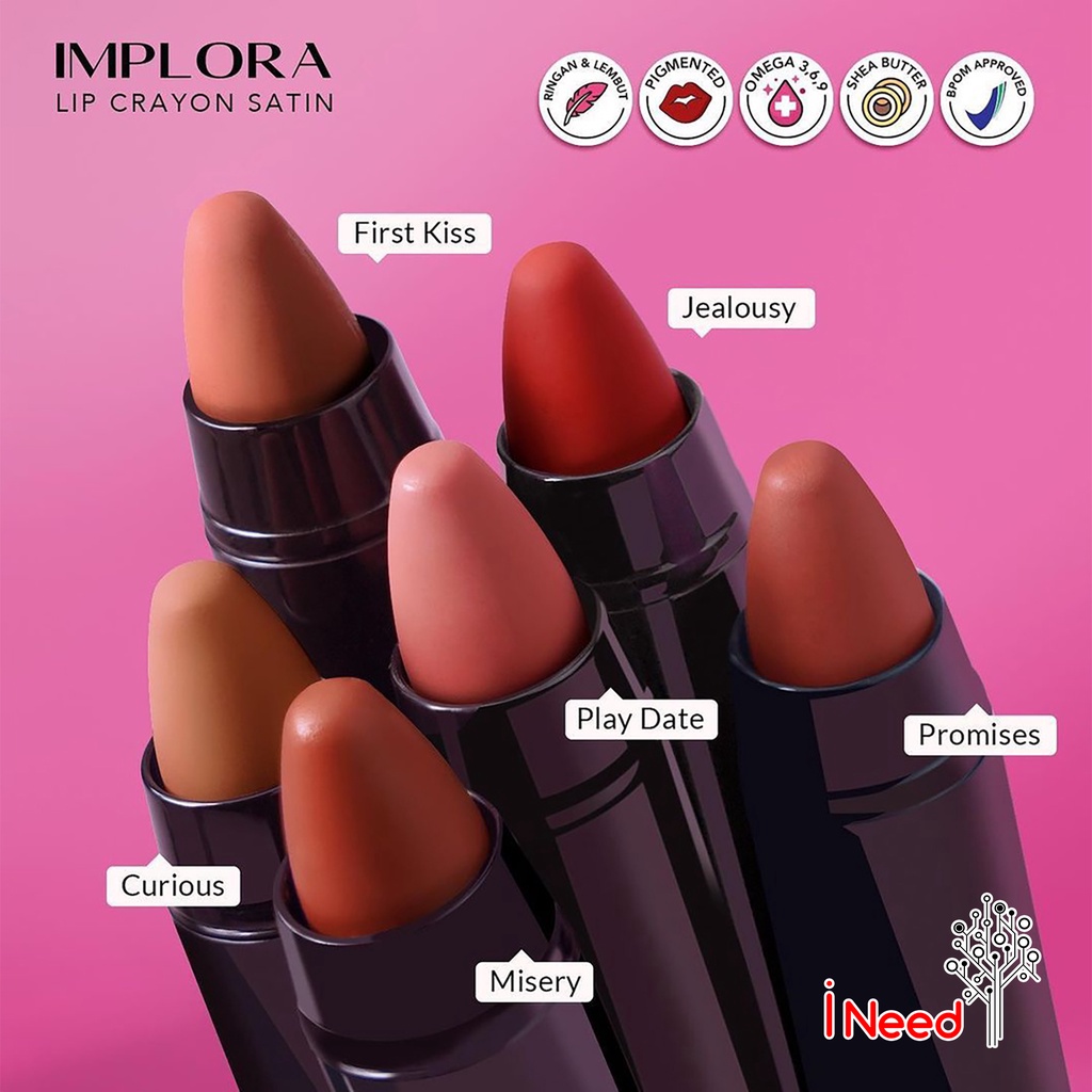 (INEED) ( 3,5g ) IMPLORA Lip Crayon Satin | Lipstick | Lip Cream | Lipcream | Lipcrayon