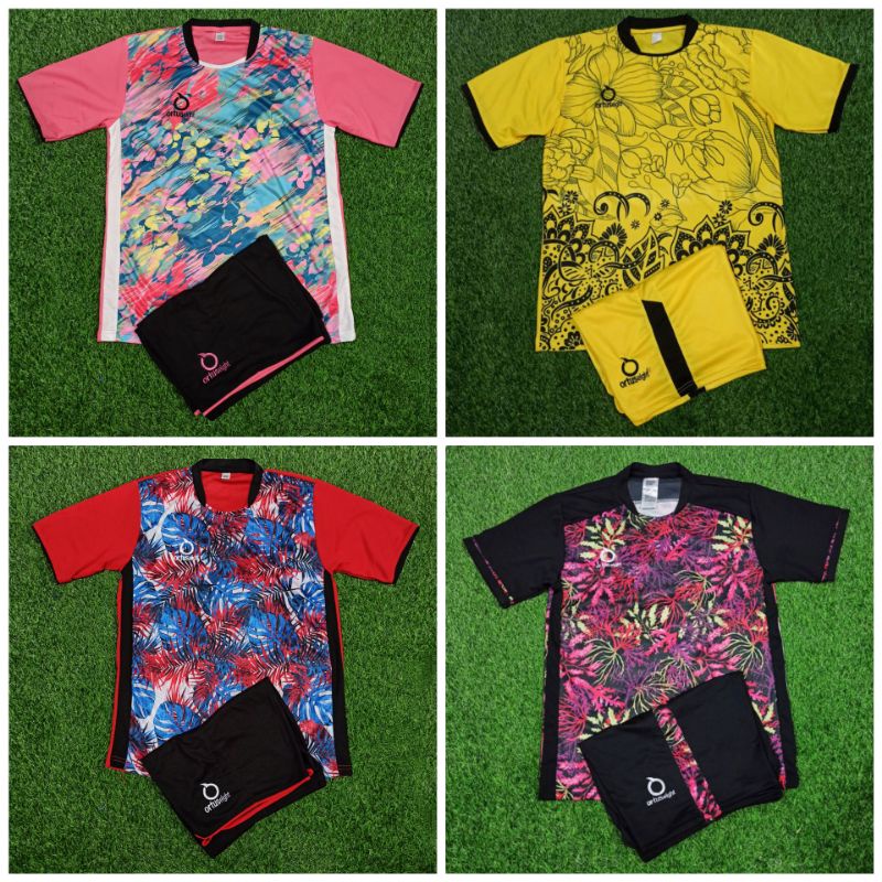 Printing Motif Setelan Jersey Futsal Jersey Bola Ortuseight Tropical flower Motif Daun Printing logo