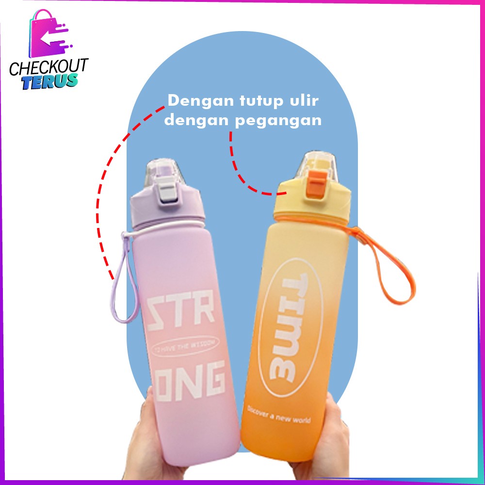 CT C580 C588 Bottle Botol Minum Tumblr Air 1 Liter Botol MinumTumbler Olahraga Botol Motivasi dengan Tutup Flip