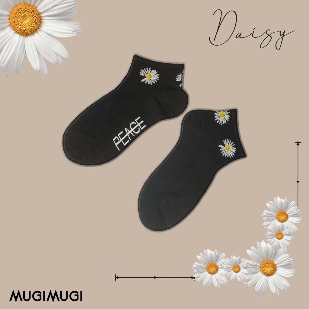 READY STOCK Kaos Kaki Daisy Impor / Kaos Kaki Motif Bunga / Flower Ankle Socks / Kaos Kaki Tumblr