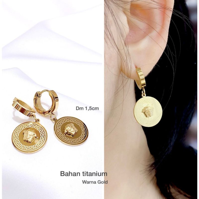 Anting Titanium asli Gold Earring Stainless steel Anti Karat Anti Alergi An-026