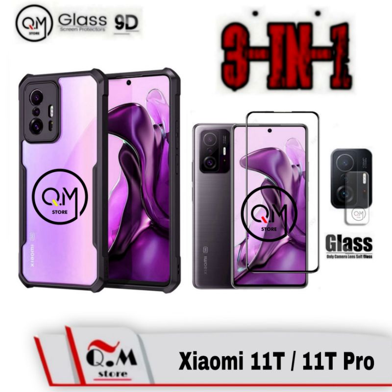 CASE XIAOMI 11T /XIAOMI 11T PRO Softcase Transparan TPU Shockproof PAKET 3IN1 Pelindung Layar