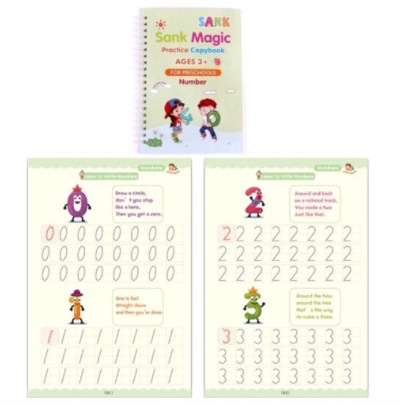 SANK MAGIC BOOK / BUKU LATIHAN MENULIS 1SET ISI 4PCS (FREE PENA)