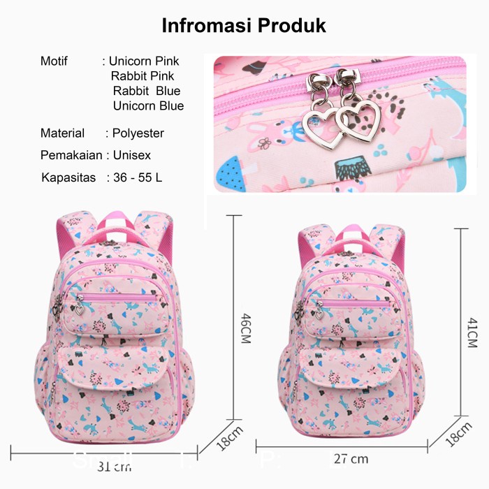 Tas Ransel Sekolah Anak Perempuan Laki-Laki TK SD Backpack Anak Motif