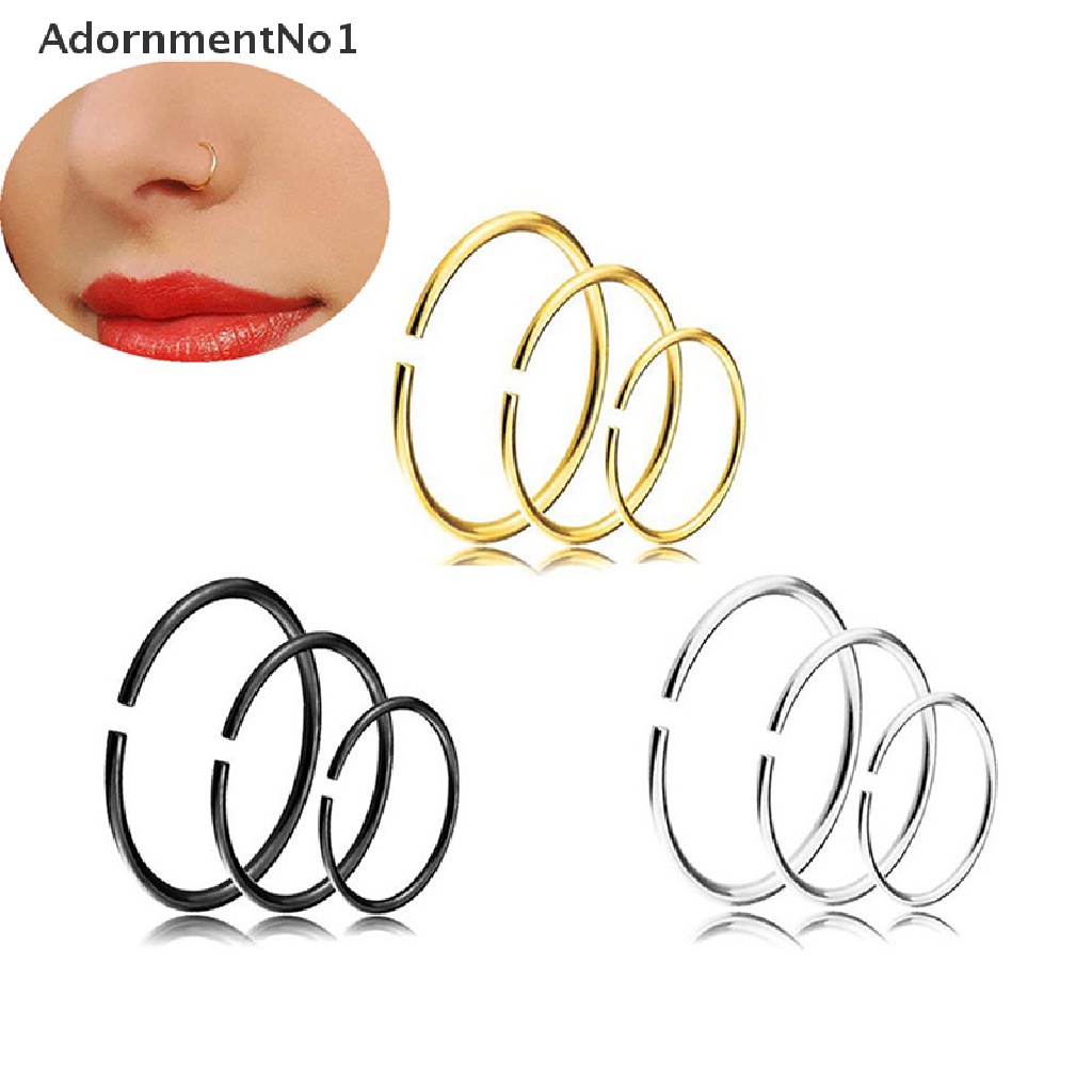 (AdornmentNo1) 9pcs / Set Cincin Tindik Hidung / Bibir / Tubuh Model Terbuka Bahan Stainless Steel Untuk Pria / Wanita