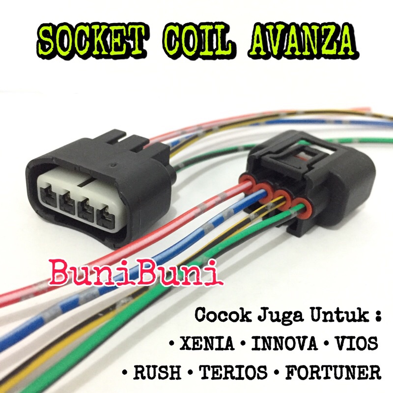 Socket Soket Coil / Koil Mobil Avanza / Xenia / Innova / Rush / Terios / Vios / Granmax Dengan Kabel Tembaga