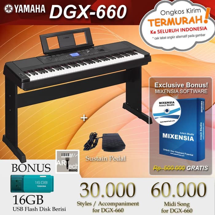 Terviral  Yamaha DGX 660 / DGX-660 / DGX660 Black / White - Digital Piano - PL73