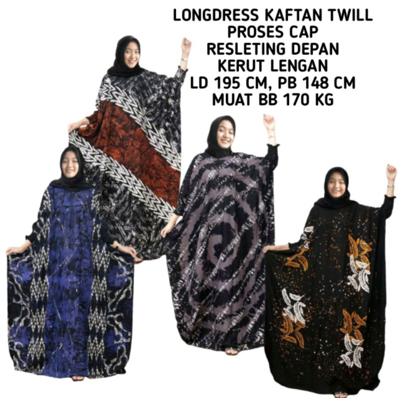 DASTER KAFTAN JUMBO LD 160 CM DASTER ARAB KELELAWAR LENGAN PANJANG PB 138 TIEDYE CAP BUSUI-1