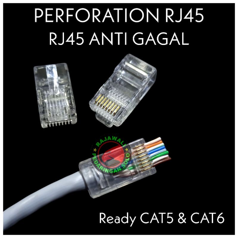 RJ45 ANTI GAGAL CAT5 CAT6 PERFORATION RJ45 KONEKTOR LAN