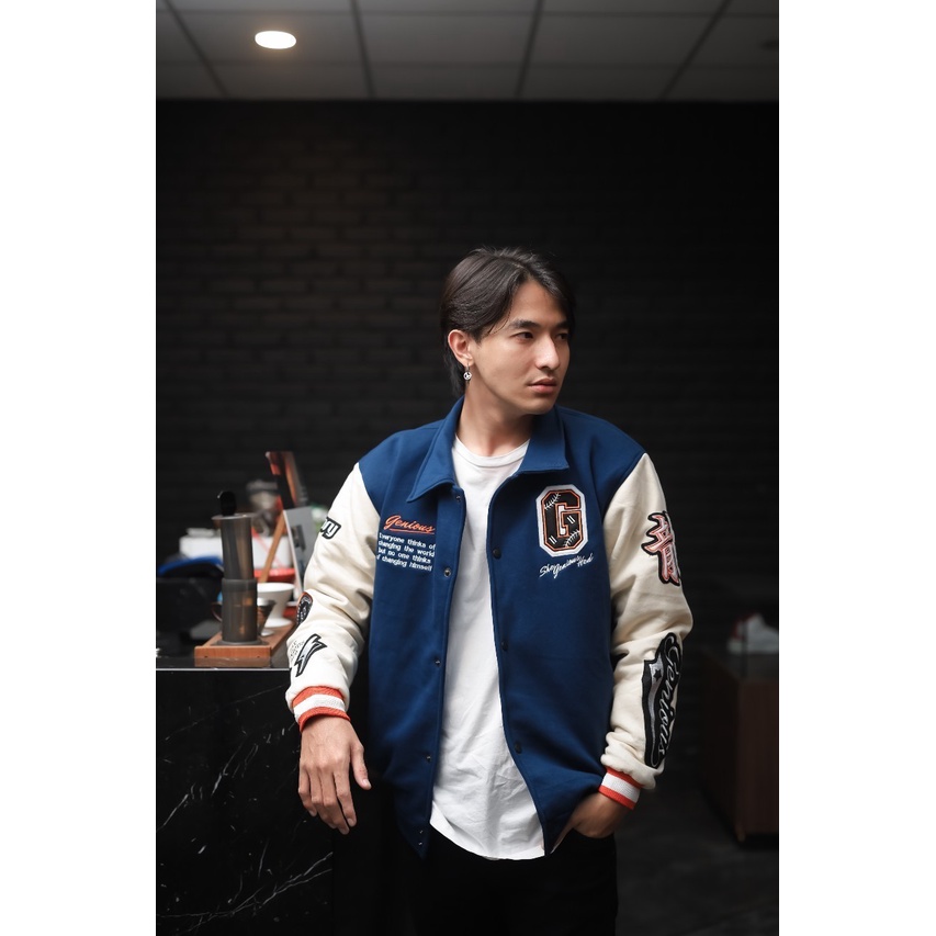 JAKET PRIA - JACKET VARSITY - JAKET BASEBALL - JAKET BOMBER - SALVIO HEXIA - JAKET VARSITY TEBAL