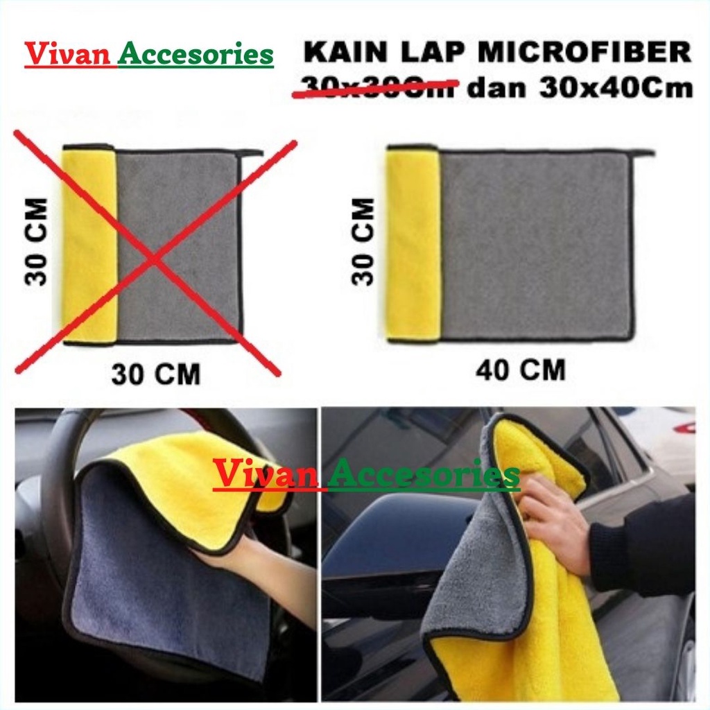 Kain Lap Mobil Serbaguna Microfiber Lembut Anti Lecet 2 Warna