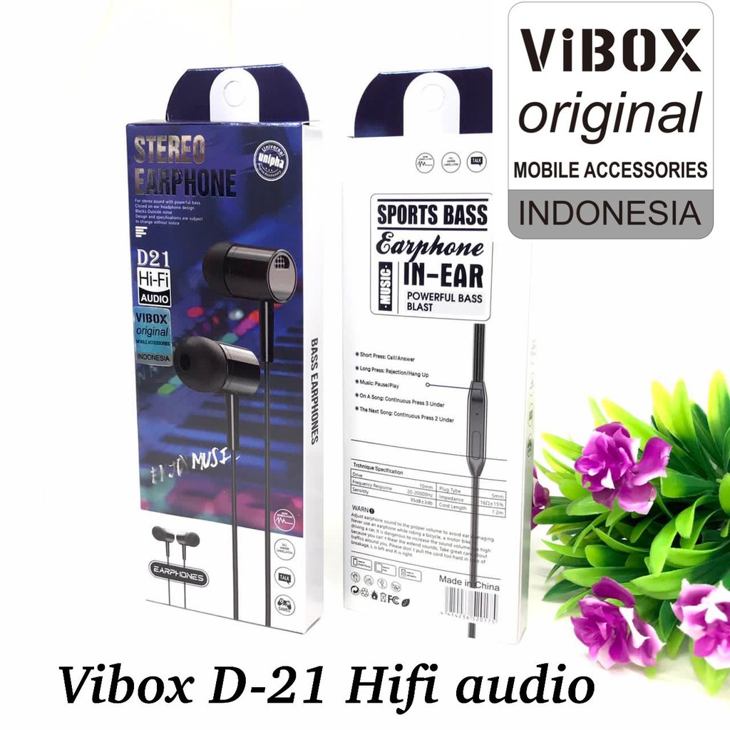 HANDSFREE VIBOX D 21 ORIGINAL EARPHONE HIFI AUDIO