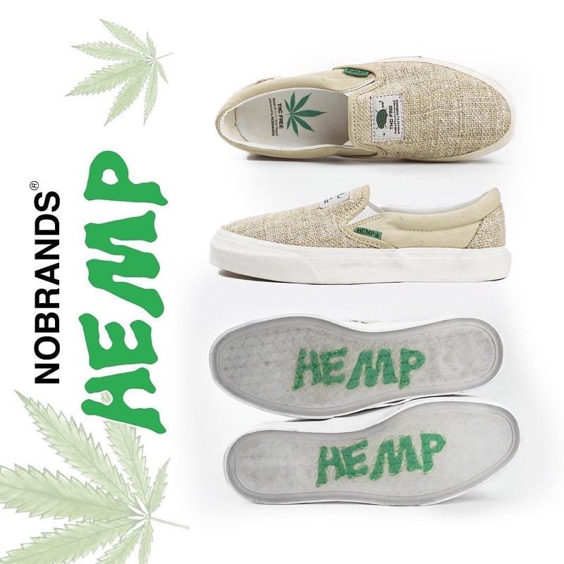 Nobrands Slip On Hemp Natural Original - Sepatu No Brand Footwear Selop Hemp Black White All Black