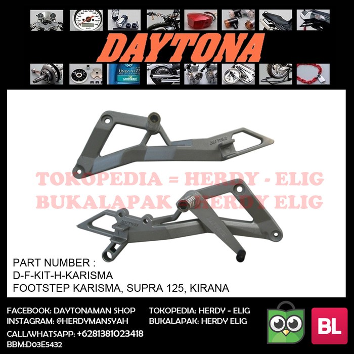 footstep underbone daytona karisma, supra 125, shogun, smash, jupiter
