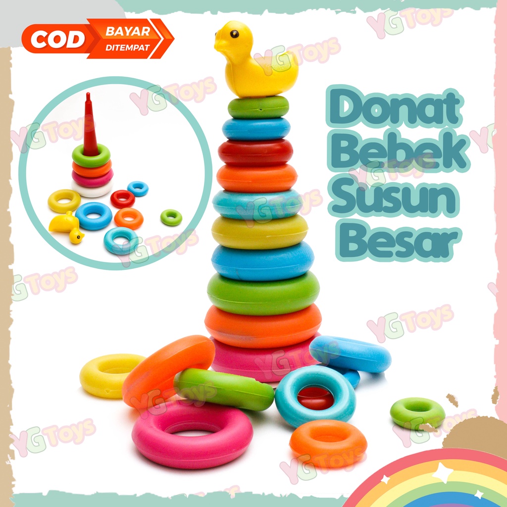 YGtoys Mainan Susun Donat Jumbo Ring Donat Bebek 10 Susun Edukasi Edukatif