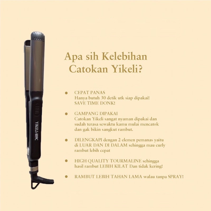 CATOKAN YIKELI Gold 100% ORIGINAL/ CATOK YIKELI TOURMALINE FLAT/CATOK 2in1 CURL IRON /CATOK CURLY KERITING / CATOK BABYLISS GOLD IPRO / CATOK MULTIFUNGSI FLAT TOURMALINE / Catokan yikeli original yikeli-889C / catokan 2in1 / catok yikeli