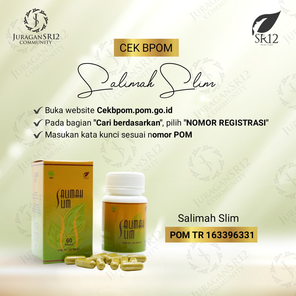 Pelangsing Badan Penurun Berat Badan Obat Diet Ampuh SR12 Salimah Slim BPOM Best Seller