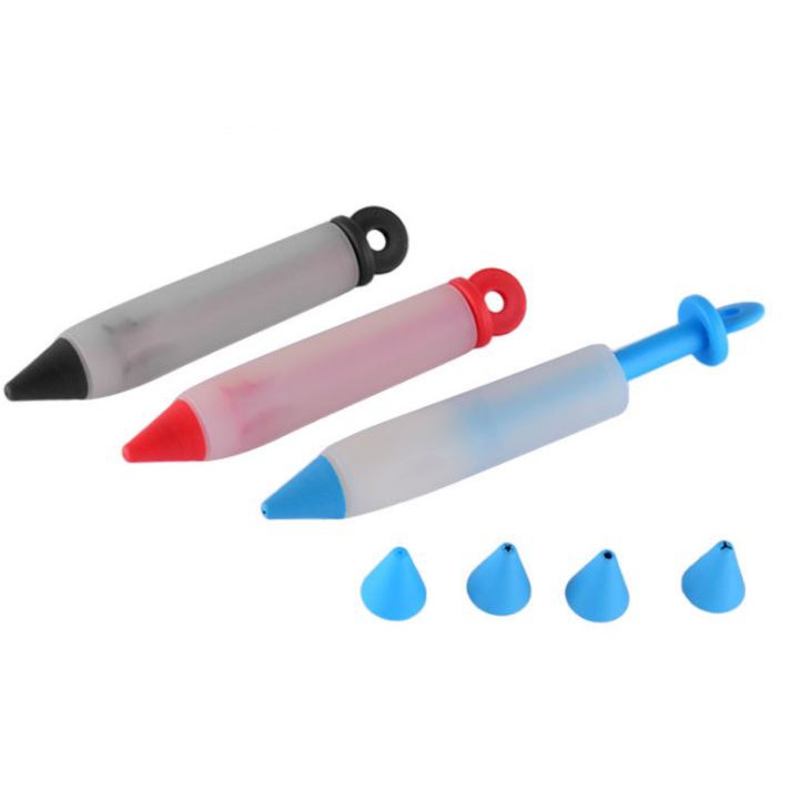 4 spuit Set Silicone Chocolate Cream Gun Cetakan suntikan Kue