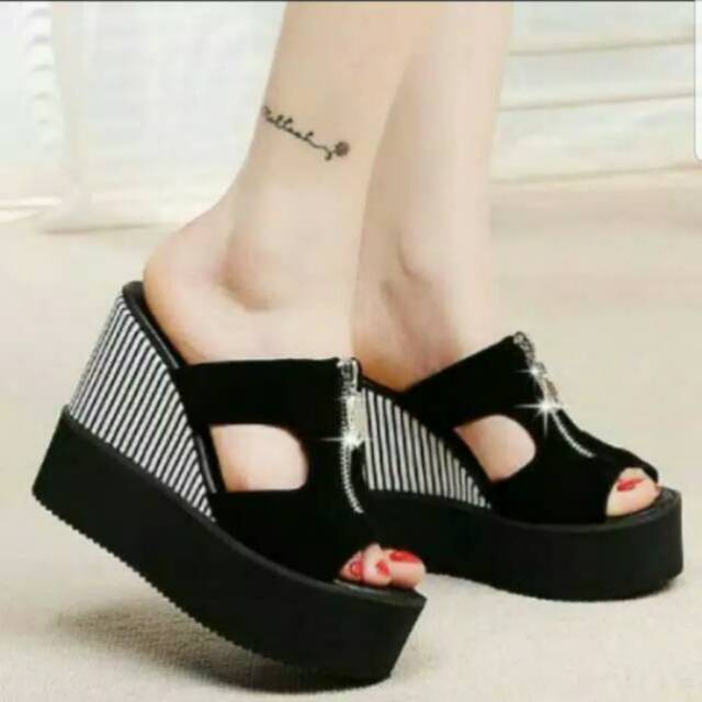 ABBUSHOES Dh 158 sendal wedges sendal sleting 12cm