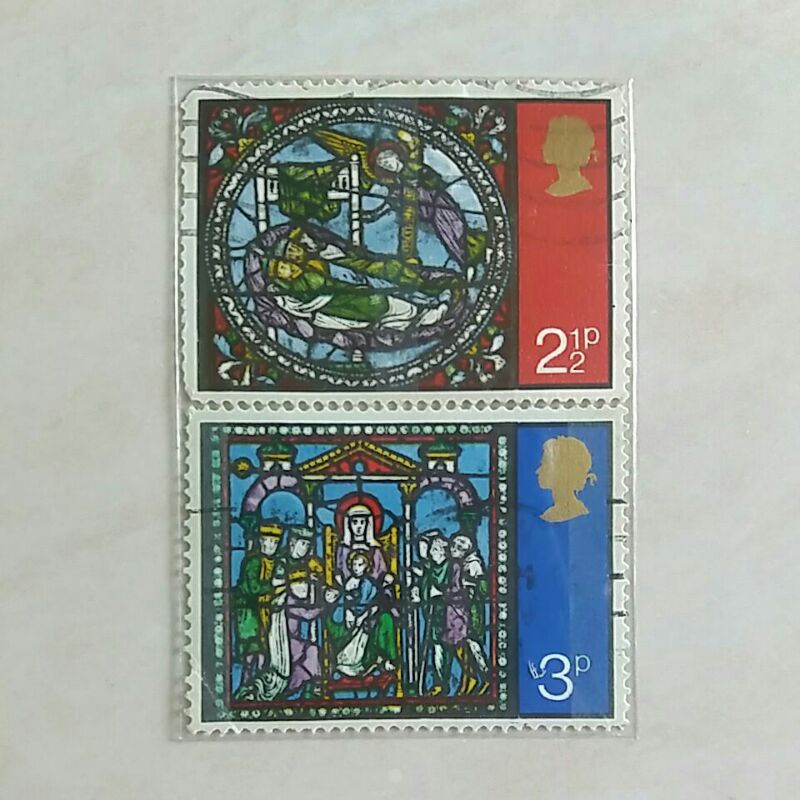 

(AB) Perangko Inggris Britania Raya Christmas 1971 - Stained-glass Windows Set 2pcs Used