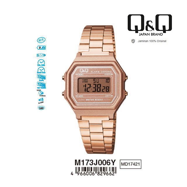 Q&Q QNQ QQ ORIGINAL DIGITAL WATCH JAM TANGAN WANITA TALI STAINLESS M173 M173J M173J006Y