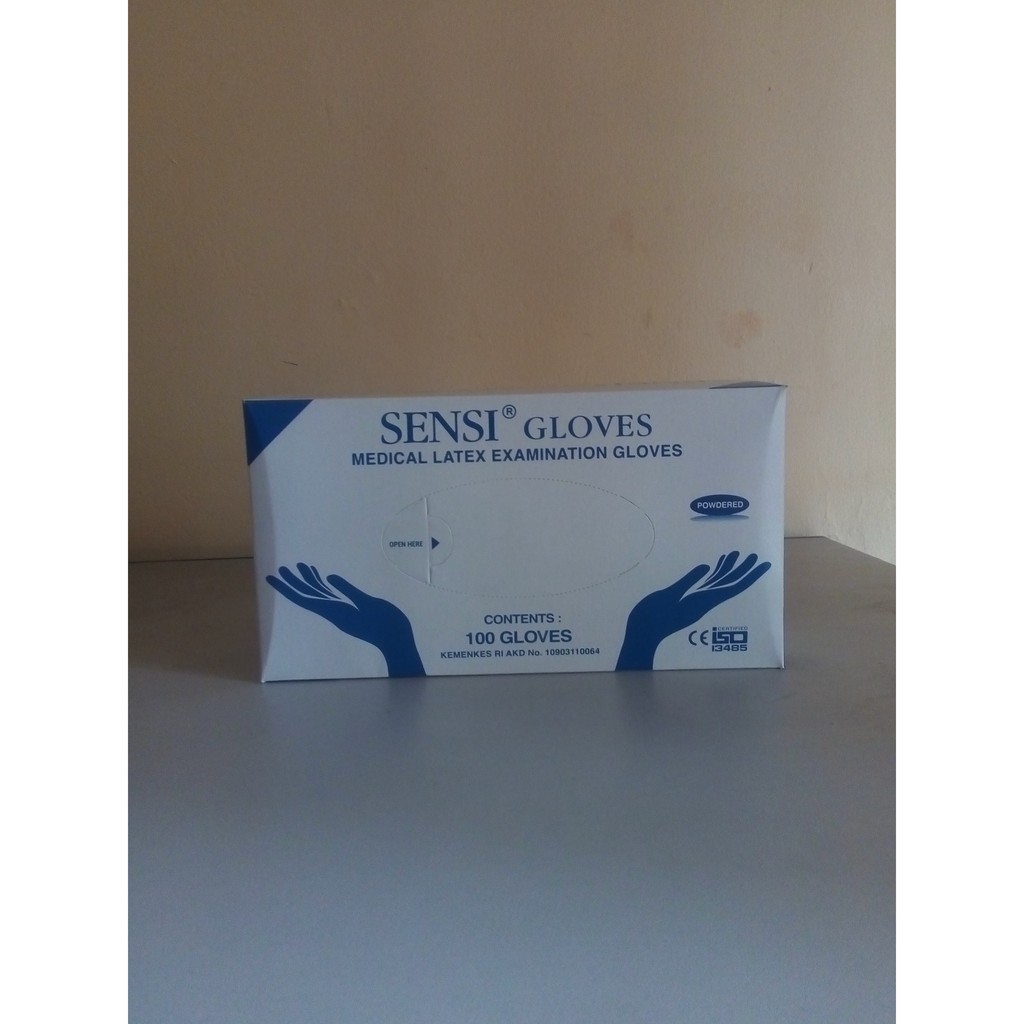 Sarung tangan karet sensi /dokter / sensi gloves medium isi 100