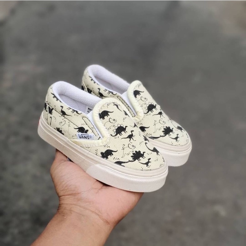 Diskon vans slip on kids dino size 21-30 sepatu anak keren murah