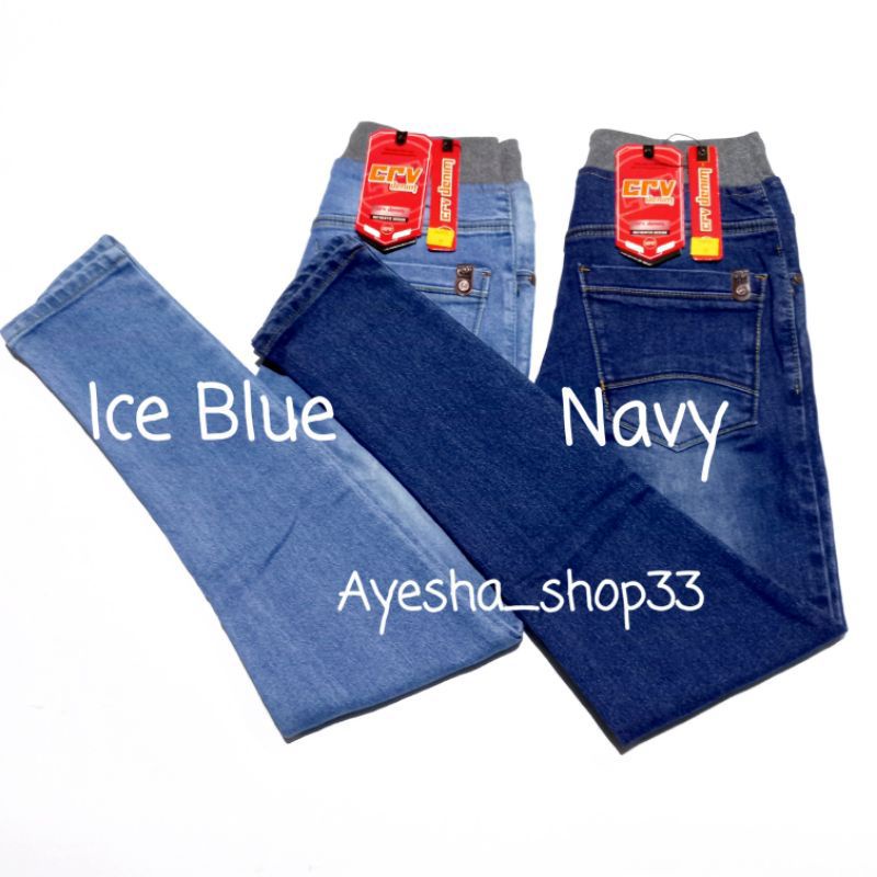 Celana panjang cowok slim fit jeans pinggang karet feil