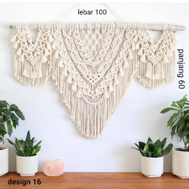 Wall decor hiasan dinding tali macrame rajut