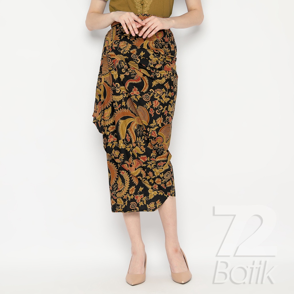 BATIK COUPLE MODERN Kemeja Rok Lilit Instan Batik Pria Lengan Pendek Premium Motif Burung Hitam 721083 CAP 72