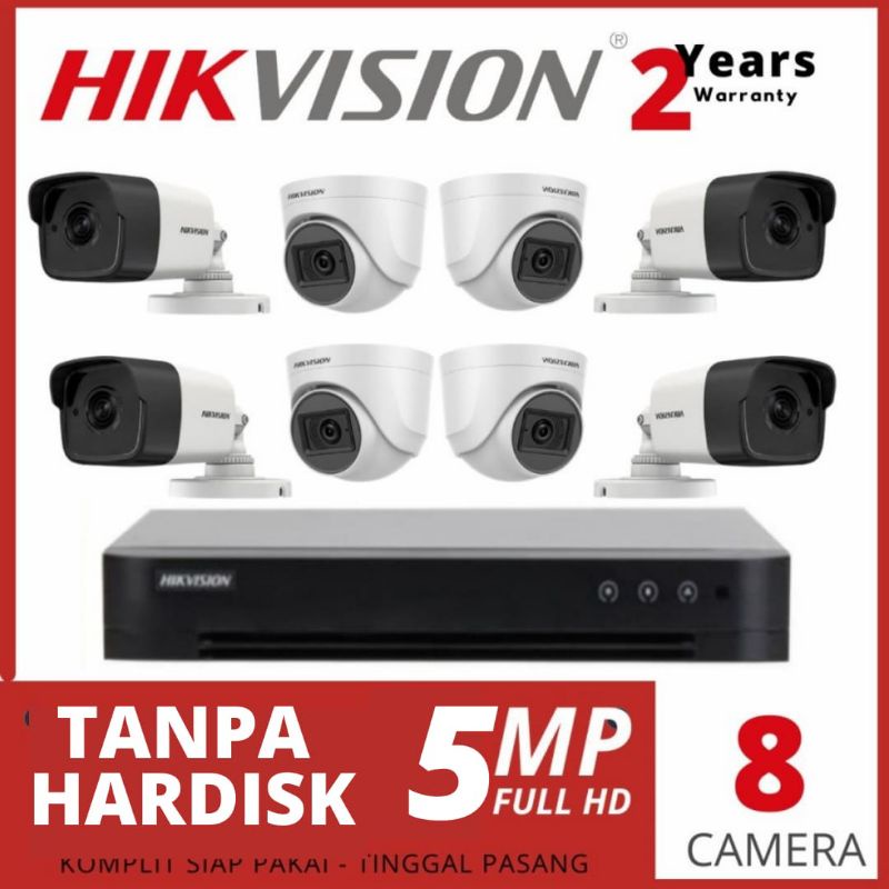 PAKET CCTV HIKVISION 5MP 8 CHANNEL 8 CAMERA