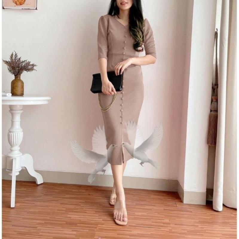 Dress Kondangan Brukat Party Casual Dress Cewek Korea Gaun Pesta Wanita Brokat Remaja Murah Saby A D