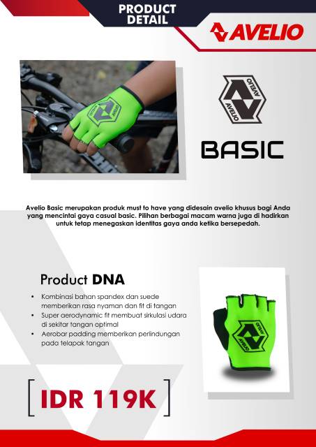 AVELIO BASIC sarung tangan sepeda glove half finger