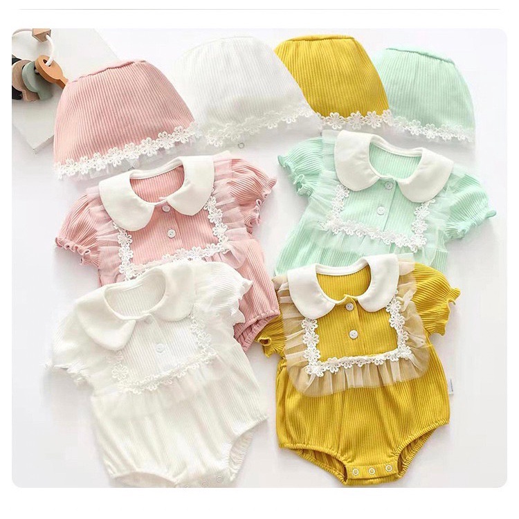 (free topi) 0-12bln JUMPER RUFFLE BASIC BAYI | JUMPSUIT ROMPER BAJU PAKAIAN ANAK catalog YQER YK