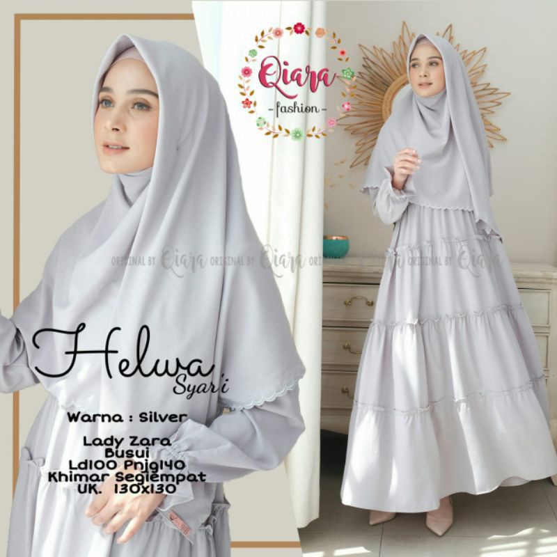 HELWA SYARI gamis syari polos set khimar original QIARA FASHION