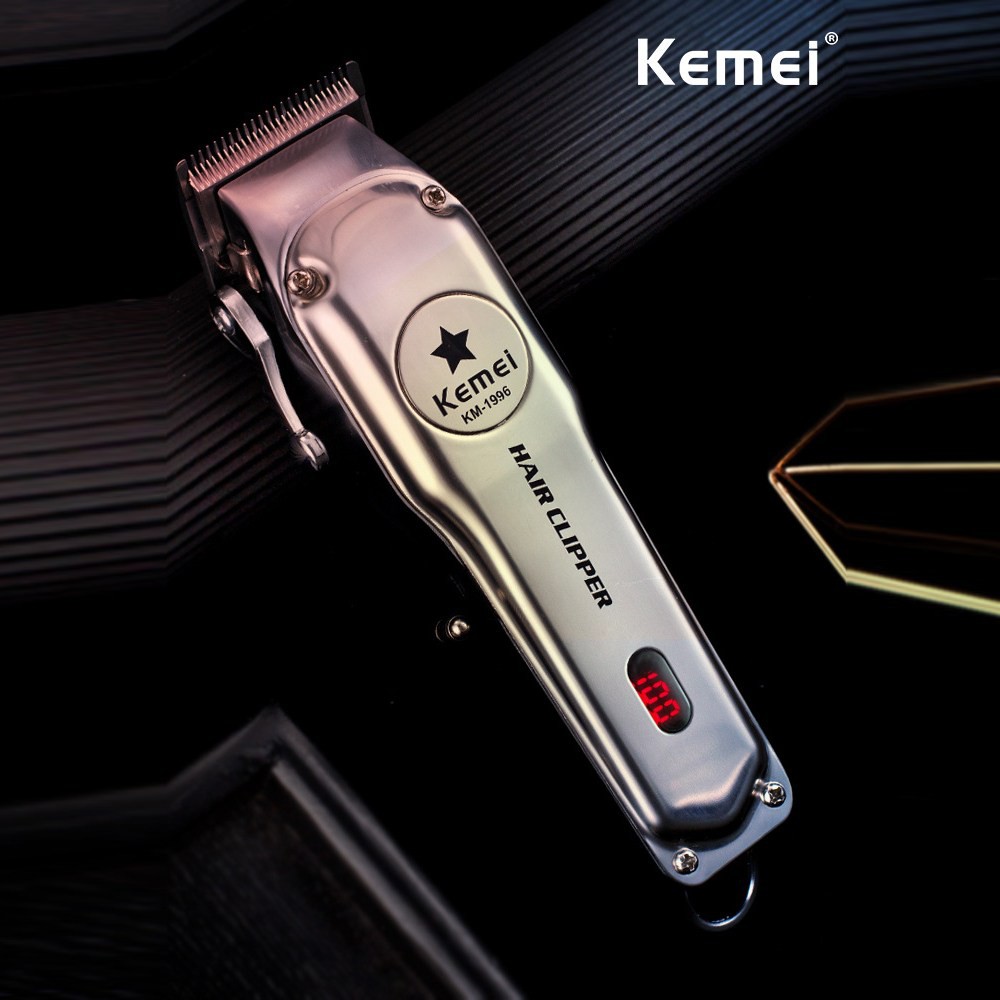 Hair Clipper Kemei KM 1996 LED Display Alat Cukur Rambut Cas Full Metal Body