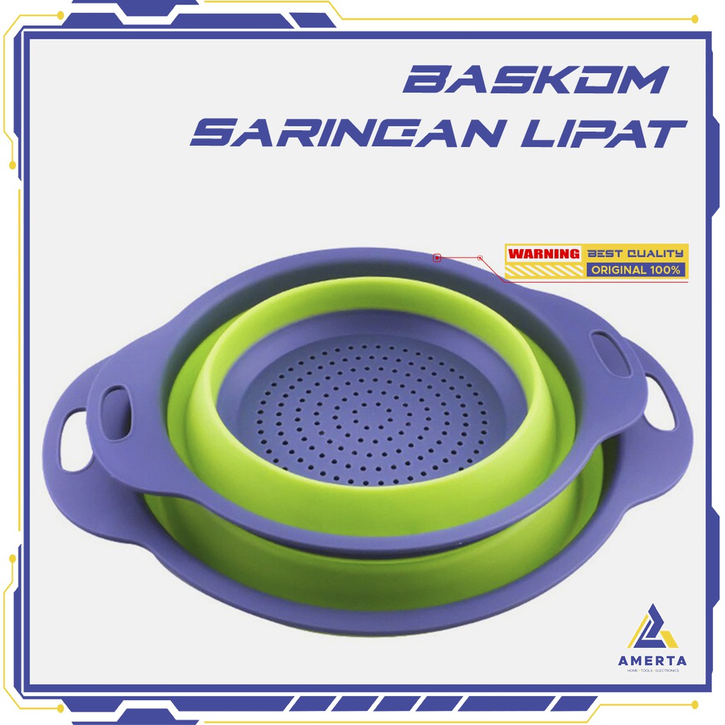 Baskom Saringan Lipat Drain Basket Foldable Collapsible Size L